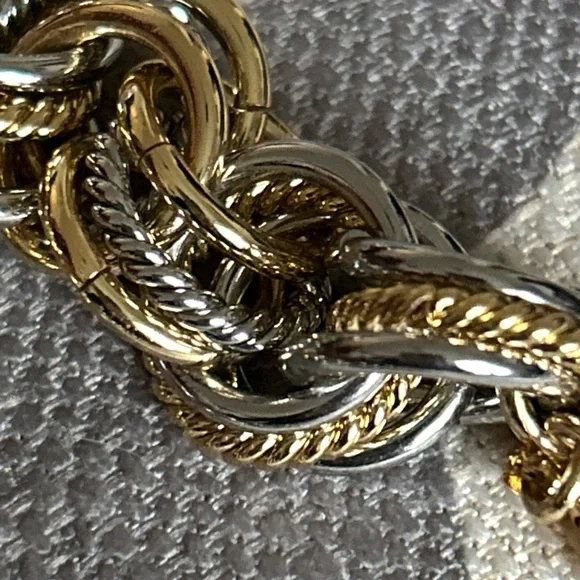 Necklace by Talbots Silver and Goldtone Chunky Chain 18” - Picture 4 of 5